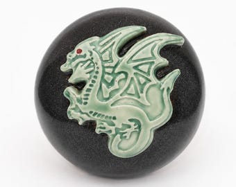 Green Dragon Shaman Meditation Rattle: Handcrafted Stoneware Sound Tool