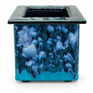 Blue Turquoise Ceramic Succulent Planter, 4.75 Inch Stoneware Indoor Pot, Modern Home Decor