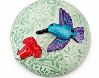 Hummingbird Shaman Rattle, Handmade Ceramic Sound Healing Instrument for Meditation and Ritual