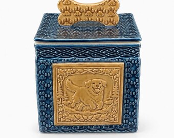 Handmade Dog Keepsake Box, Treat Jar, Collar Storage Container, Pet Memorial Urn