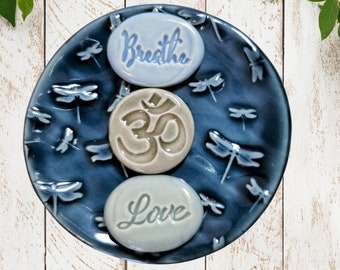 Dragonfly Dish with Inspirational Word Stones