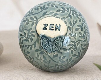 Ceramic Zen Butterfly Ritual Tool, Shamanic Meditation Rattle, Sound Healing Instrument for Yoga