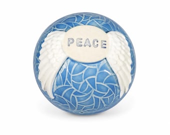 Handcrafted Ceramic Angel Wing Meditation Rattle - Stoneware Shaman Ritual Tool for Peace & Healing