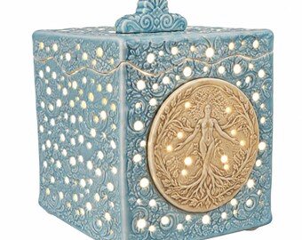 Handcrafted Tree of Life Luminary, Mother Nature Tea Light Holder, Goddess Candle Lantern, Spiritual Home Decor