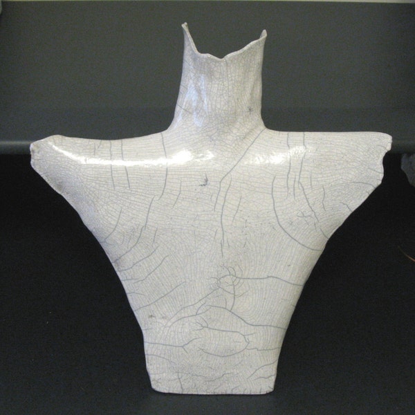 Raku Jewelry Display Bust