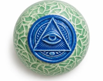 Third Eye Shamanic Rattle – Handcrafted Eye of Providence, Meditation Tool