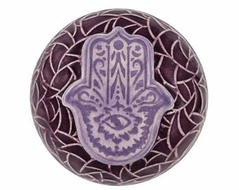 Hamsa Hand Meditation Rattle, Handmade Ceramic Spiritual Shaker for Meditation and Mindfulness