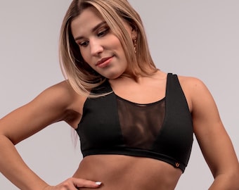 Black Pole Dance Cropped Top, Festival Dance Cropped Top for Women, Heels Dance Clothing, Pole Dance Halter Top, Underground Techno