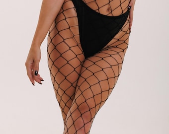 Black Fishnet Tights, Sheer Panty Hose, Pole Dance Rave Costume Stockings