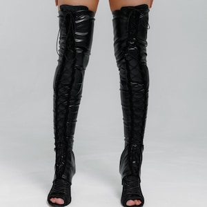 Dij hoge trapezelaarzen paaldans, trapezelaarzen voor dames, laarzen met veters voor dansschoenen, dansaccessoires, cadeau voor danser