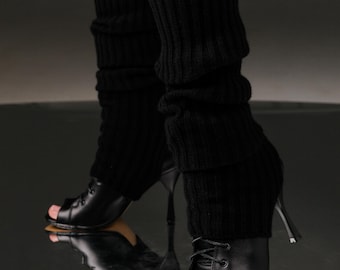 Jambières noires en tricot pour la danse, le ballet, la pole fitness et l'échauffement