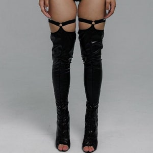 Botas de trapecio con ligas, Botas de baile, Botas para zapatos de baile, Accesorios de baile, Tacones de barra, Zapatos de stripper, Traje de trapecio