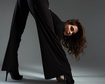 Wide Pants Black, high waisted disco pants, Dance pants, rave outfit, rave outfit for women, rave clothing, dance wear