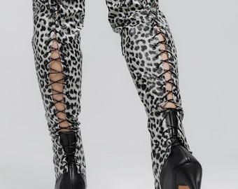 Boots for Dance Shoes, Rave Boots, Leopard Dance Boots, Stripper Heels, Dance Accessories, Stripper shoes, Cyber Heels, Rave Shoes
