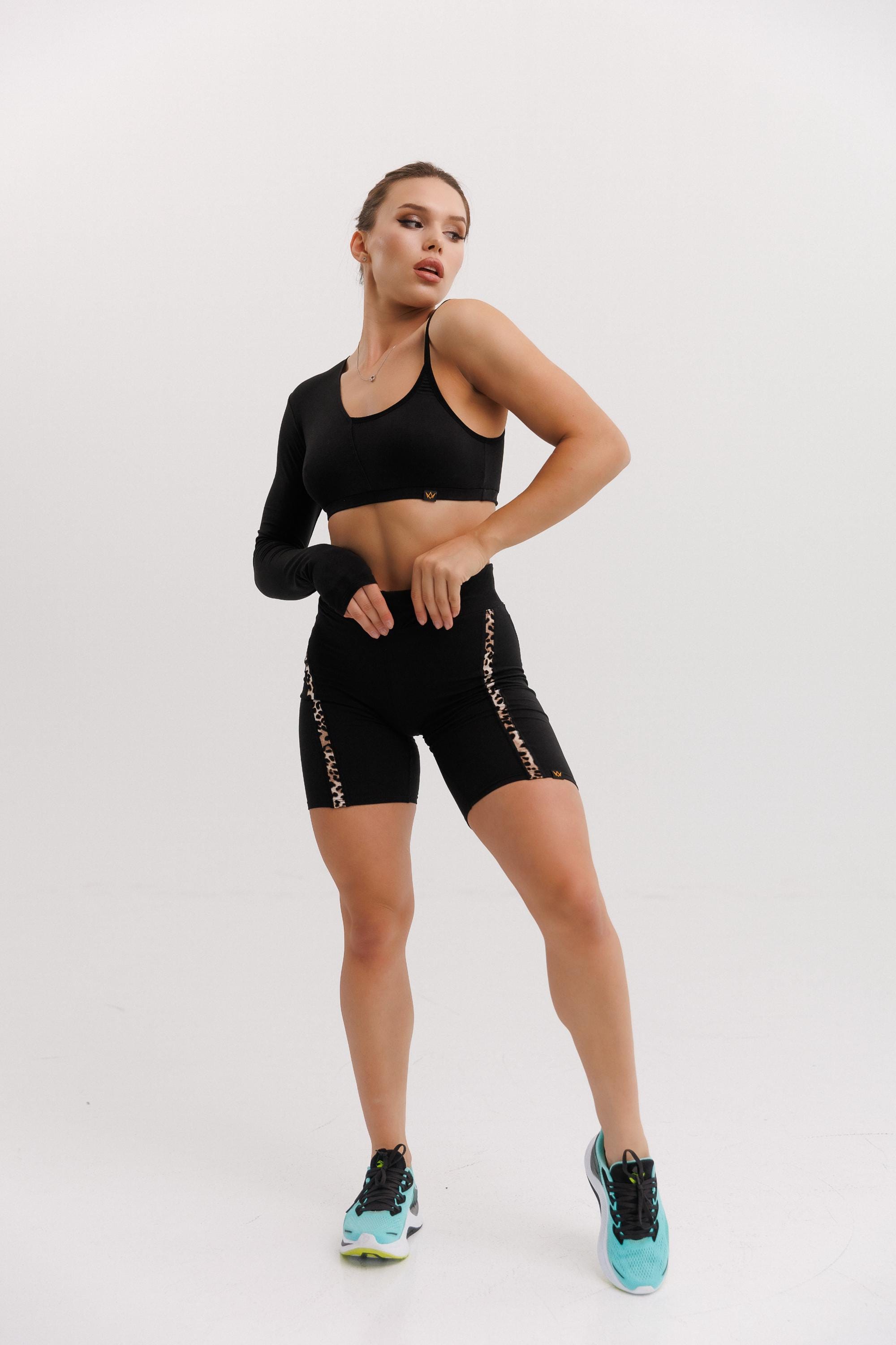 Black Leopard Yoga Shorts, Soft Yoga Biker Shorts, Black Leopard Cycling Shorts, Bike Shorts, Rave Outfit, Festival Fashion, Pole Fitness