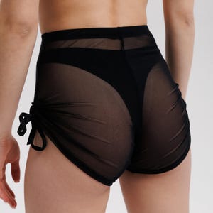 Black Booty See Through Shorts, Sheer Panty, Transparent Panties, Hot Lingerie, Dance Sheer Mesh  Shorts, Transparent Shorts, Pole Bottoms