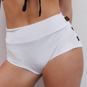 Twerk Shorts, Booty Shorts, High-waisted Booty Scrunch Shorts with Back Garters, Transparent Panties, Rave Outfit, Sheer Yoga Pants