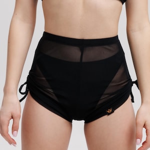 Pantaloncini neri trasparenti, mutandine trasparenti, mutandine trasparenti, lingerie sexy, pantaloncini da ballo in rete trasparente, pantaloncini trasparenti, pantaloni a polo