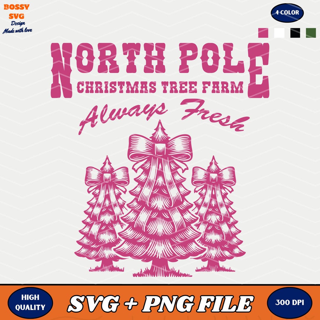 North Pole Christmas Tree Farm SVG PNG: Retro Christmas Shirt Design ...