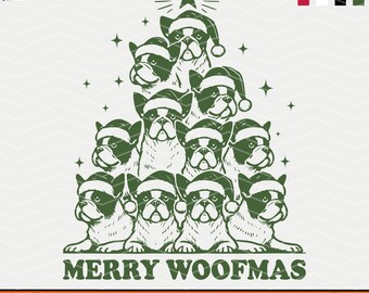 Merry Woofmas Dog Christmas Tree SVG PNG: Funny Dog Mom Design