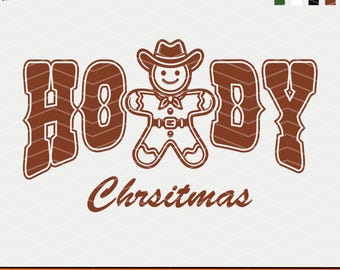 Howdy Christmas Gingerbread Man PNG SVG: Western Retro Design