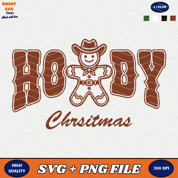 Howdy Christmas Gingerbread Man PNG SVG: Western Retro Design
