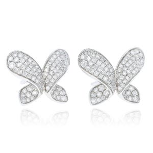 Butterfly Diamond Earrings,Butterfly Studs,Pave Butterfly Earrings,Natural Diamond Butterfly Studs, Butterfly Jewelry,Gift For Her.