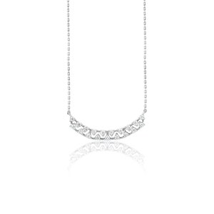 Diamond Curved Necklace,14K White Gold Diamond Curved Bar Necklace,Diamond Bar Necklace,Curved Pendant,Women&#39;s Diamond Necklace,Gift For Her