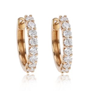 14K Rose Gold 0.46 Ctw Diamond Hoop Earrings,Diamond Huggie Hoops Earrings,Small Huggie Hoop Earrings,Diamond Huggies Earrings,Gift For Her