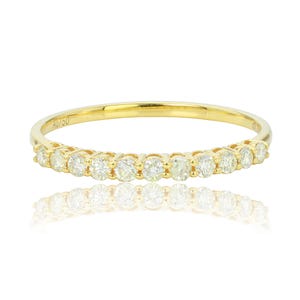 14K Gold 0.2 CTW Yellow Diamond Band,Diamond Wedding Band,Natural Yellow Diamond Band,Half Eternity Diamond Wedding Band,Stackable Ring