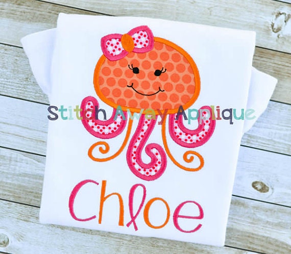Cute Girly Jellyfish Applique Bodysuit or T-shirt Short or - Etsy