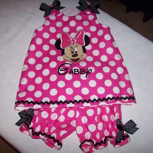 Pink Minnie Dot Minnie Mouse Face Applique Monogram Bloomer - Etsy