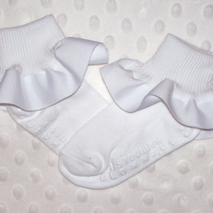 White Grosgrain Ribbon Ruffle Socks ANY SIZE