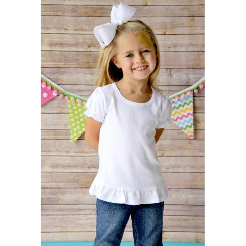 Hearts Scallop Box Applique Ruffle Style Short or Long Sleeve T-shirt School Party Valentines Day image 3