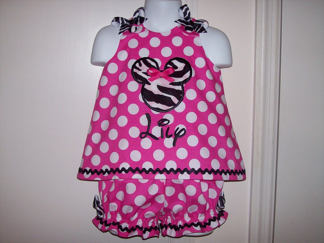 Boutique Hot Pink Polka Dot and Zebra Minnie Mouse Applique - Etsy
