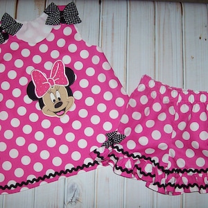 Pink Minnie Dot Minnie Mouse Face Applique Monogram Bloomer - Etsy