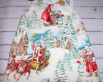 Old World Santa A-Line Dress - School Christmas Party - Santa Clause Dress - Holiday Dress