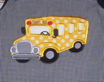 School Bus Applique Dress - PreK - Kindergarten Dress - Back to School Dress - 1st Grade Dress - Daycare