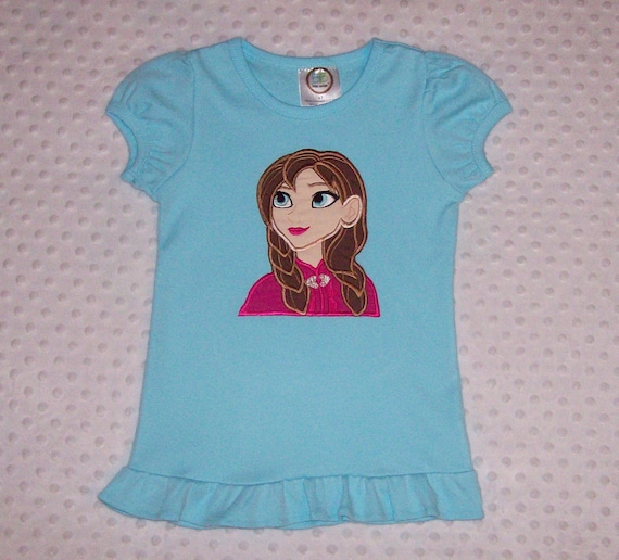 Frozen Inspired Elsa Sparkle Or Anna Monogram Applique Aqua or White  T-shirt Disney Vacation Birthday Snow Queen Christmas Gift