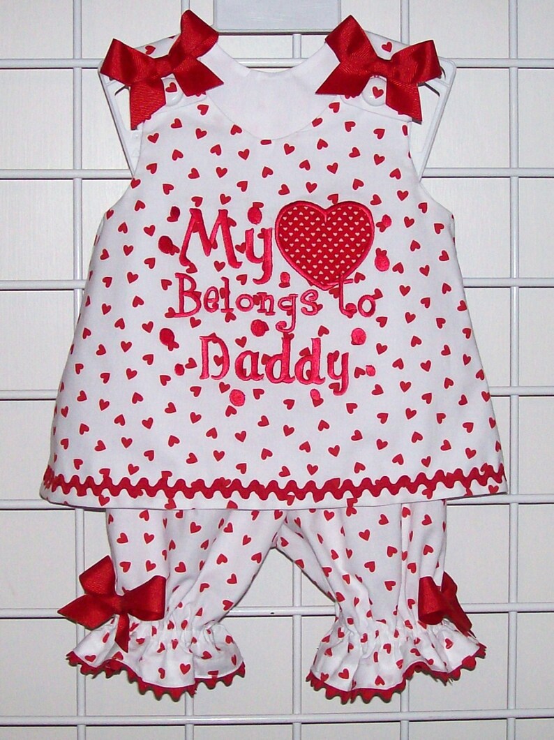 My Heart Belongs to Daddy Valentine LOVE Hearts Dress or Pantaloon Pants or Ruffle Pants Set