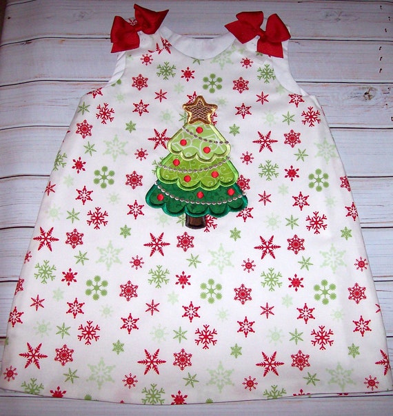 SAMPLE SALE Snowflakes CHRISTMAS Tree Applique A-line Dress Size 4t-- christmas--holidays--pictues--ready to Ship - Etsy
