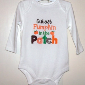 Cutest Pumpkin in the Patch Applique T-shirt or One-Piece Bodysuit with Snaps