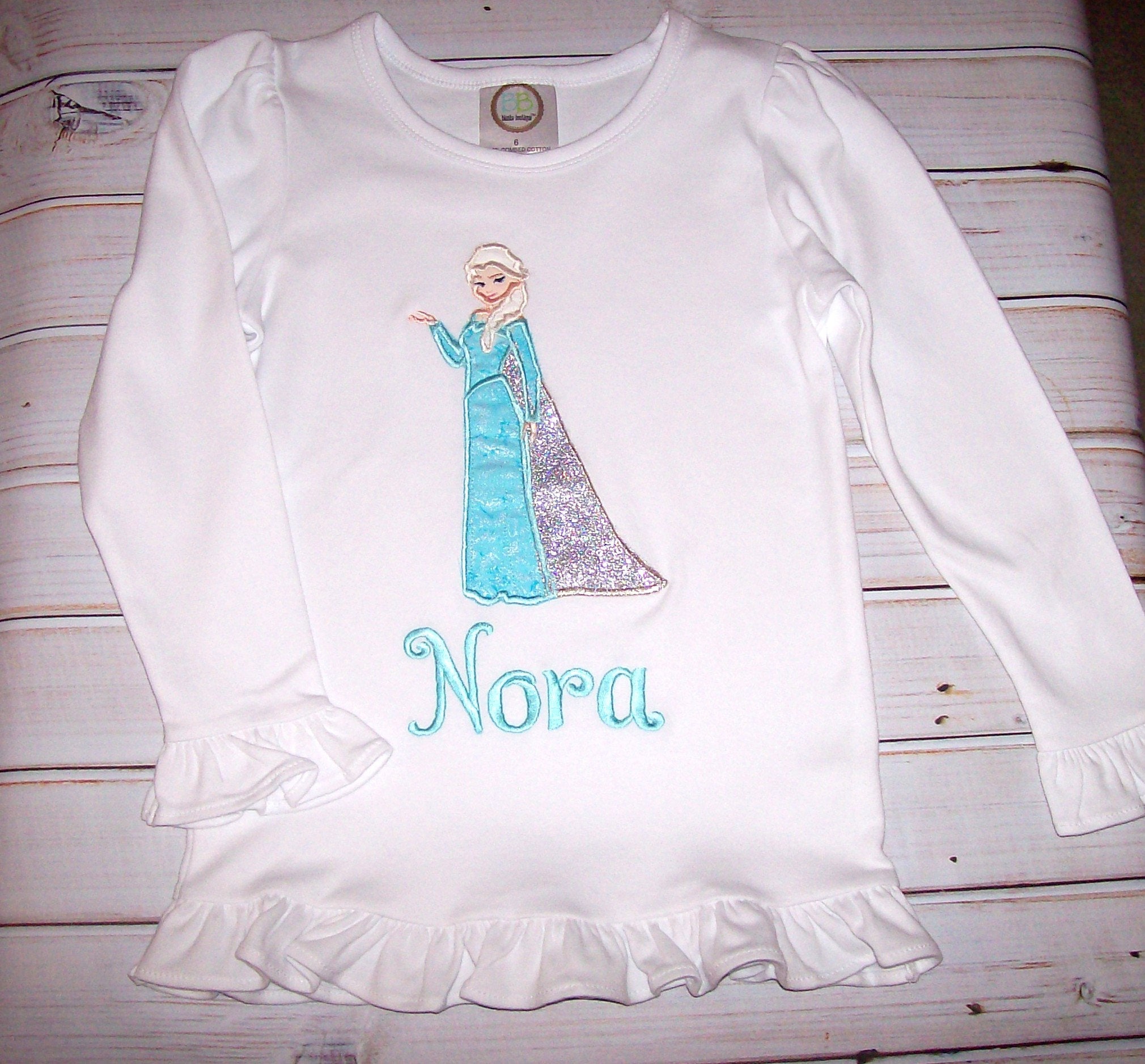 Frozen Inspired Queen Elsa Full Size Applique Short or Long Sleeve