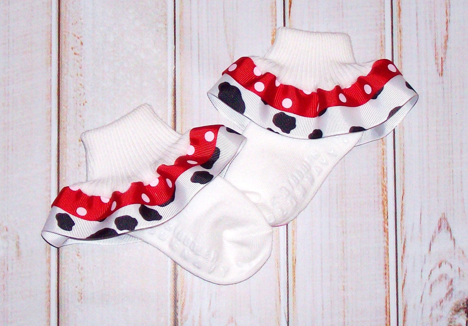 Colorful Polka Dots Ribbon Ruffle Socks