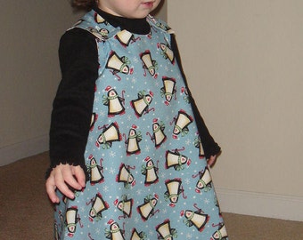 Penguins and Candy Canes Holiday Christmas A-line Dress