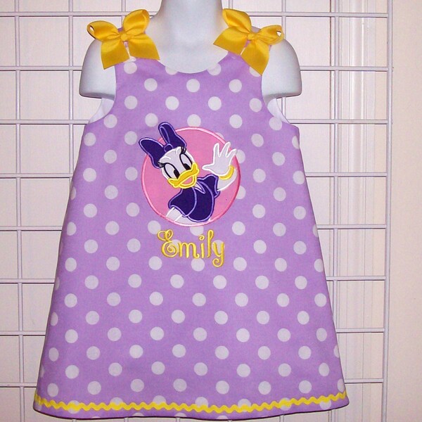 Nautinati Girls' 100% Cotton Disney Daisy Duck Floral Placement Print A-line Dress