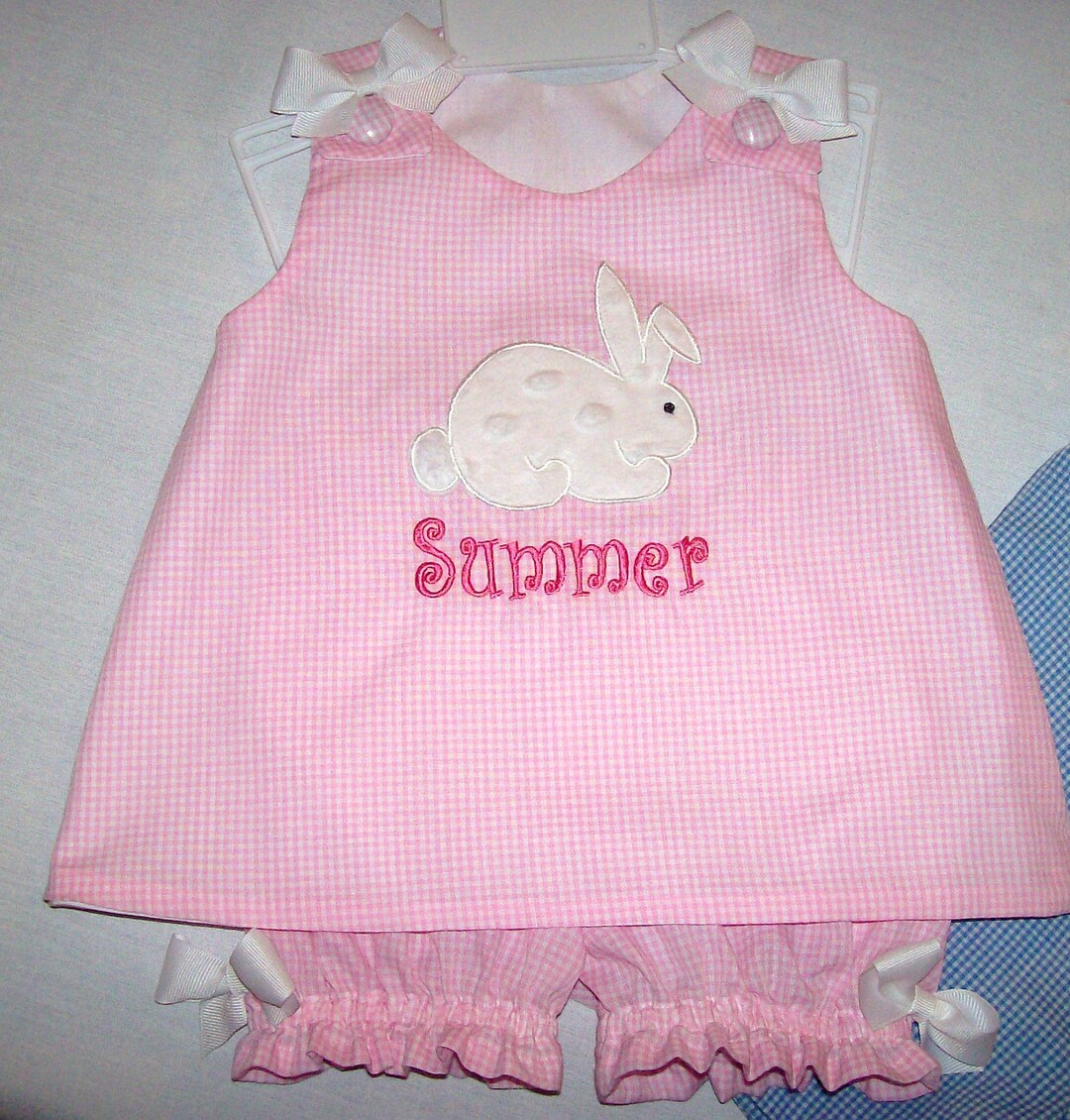 Sal & Pimenta Girls Bubble - Pink Gingham Easter Bunny with Side Bows main image 1