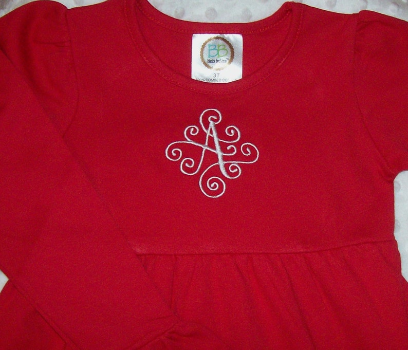 Valentine Bird Applique Monogram Ruffle Empire Waist Red Knit Dress Birthday Party Monogram Option Heart Valentine dress image 3