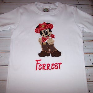 Mickey Mouse Cowboy Sherriff Applique T-shirt  - toddler boy vacation shirt - boy birthday party shirt