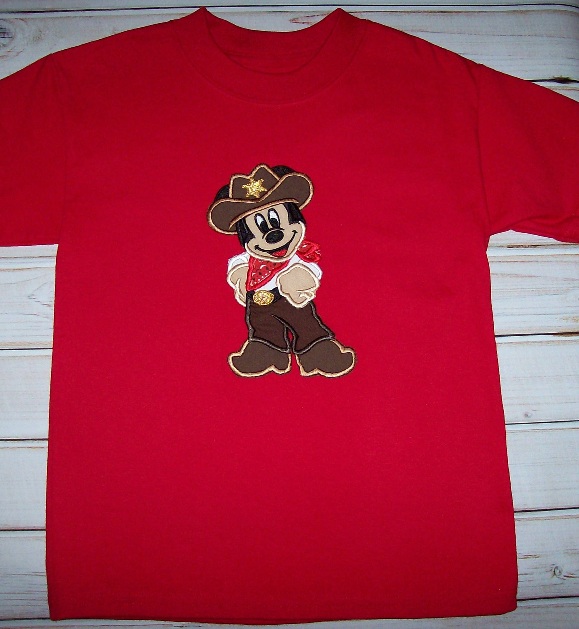 Mickey Mouse Cowboy Sherriff Applique Tshirt Toddler Boy Etsy